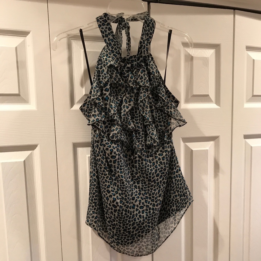 Blue leopard print top